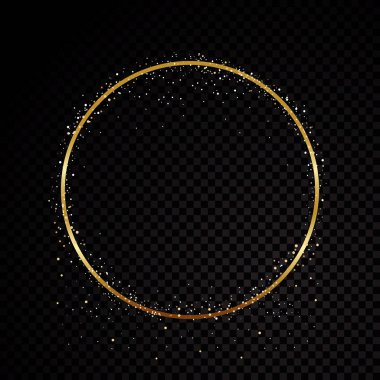 Daire altın simli çerçeve. Siyah şeffaf arka plan üzerinde izole. Vektör çizim