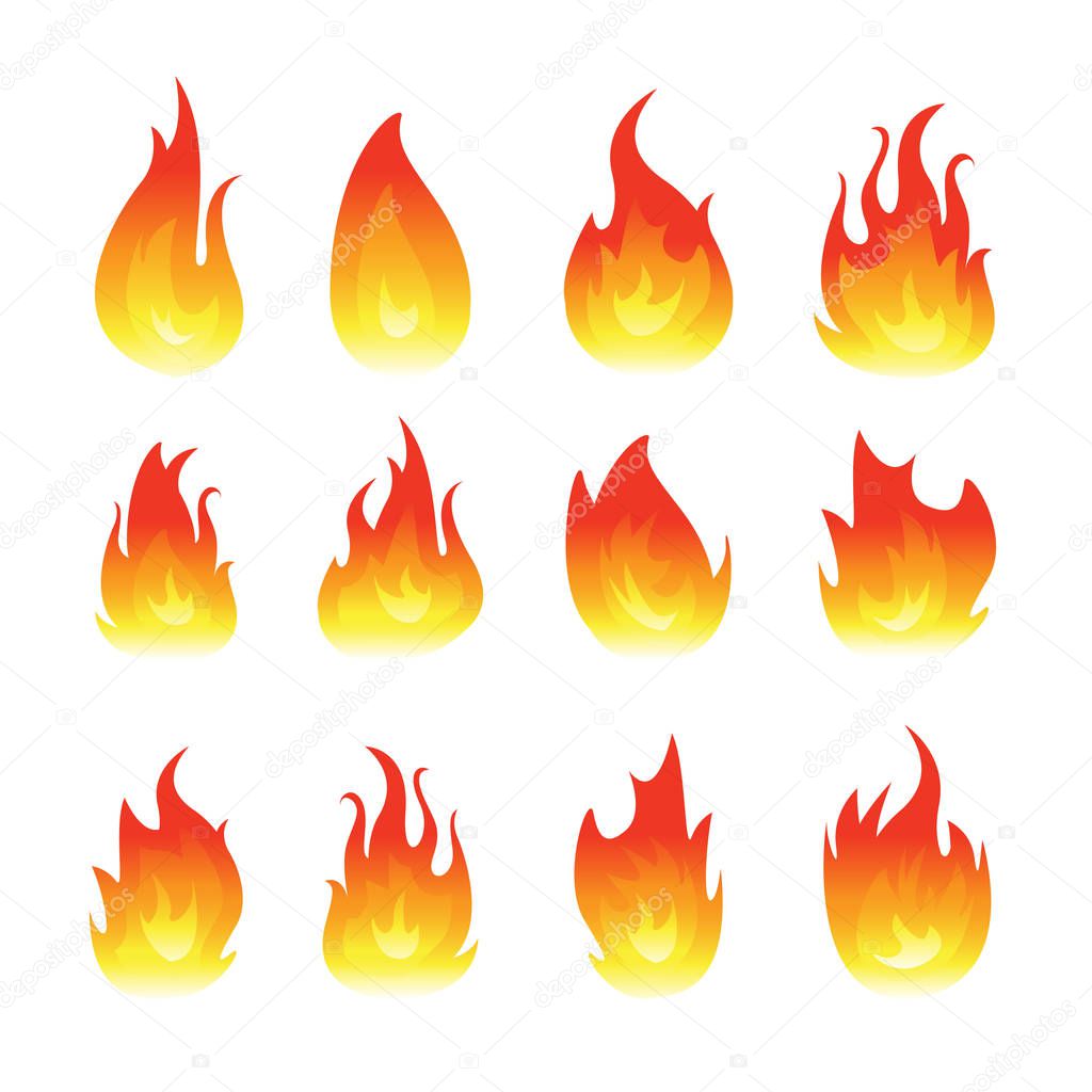 Vector graphic flames illustration isolated on white