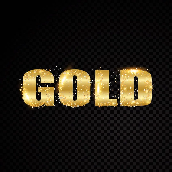 Stella scintilla cornice lettera d'oro. Isolato su sfondo nero trasparente. Illustrazione vettoriale — Vettoriale Stock