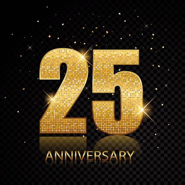 25 Aniversario Numeros Dorados Aislados Sobre Fondo Negro