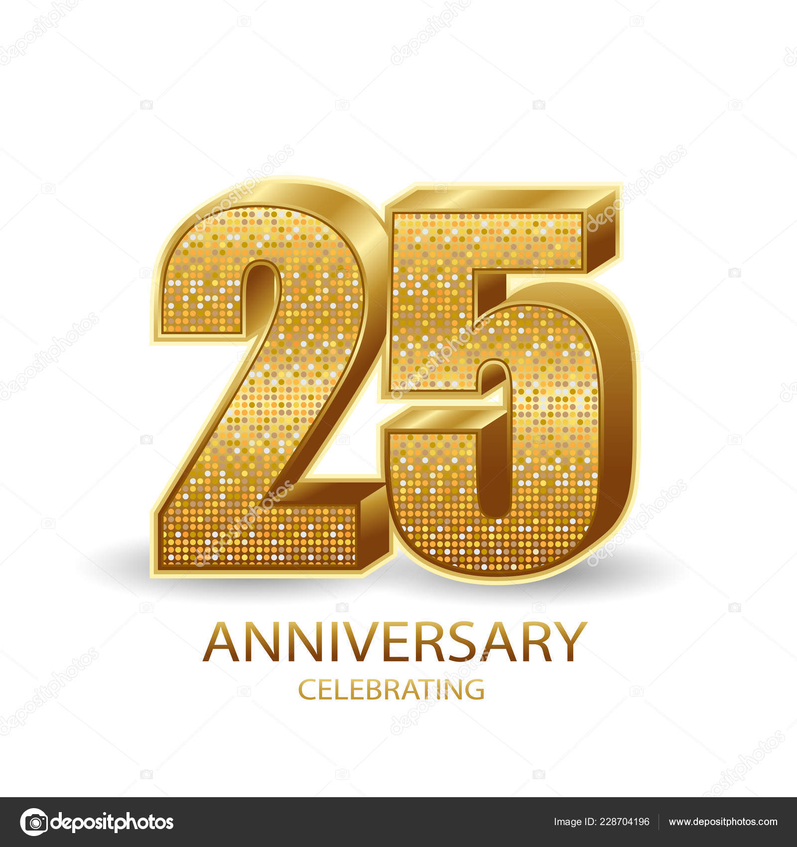 25 Aniversario Numeros Dorados Aislados Sobre Fondo Negro
