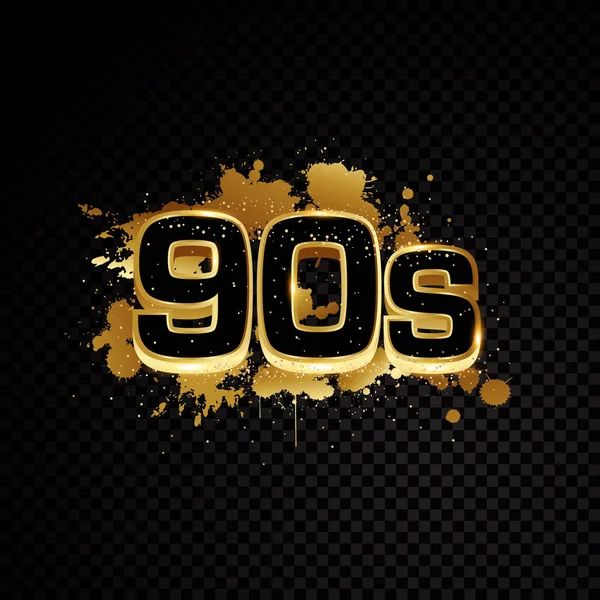 Golden 90s design abstrato isolado no fundo preto — Vetor de Stock