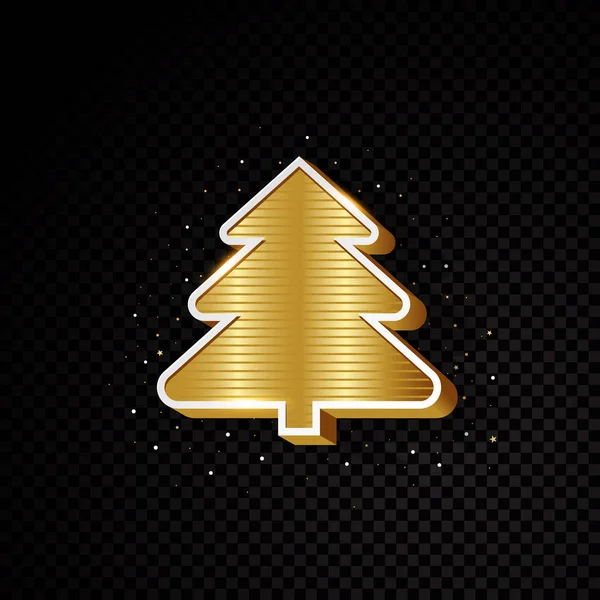 Χρυσό χριστουγεννιάτικο δέντρο σχέδιο απομονώνονται σε μαύρο φόντο — Διανυσματικό Αρχείο