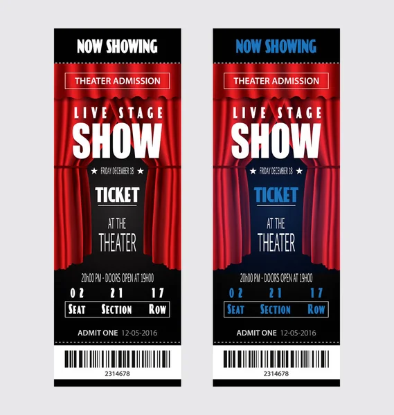 Vektor realistisches Ticket Show Theater — Stockvektor