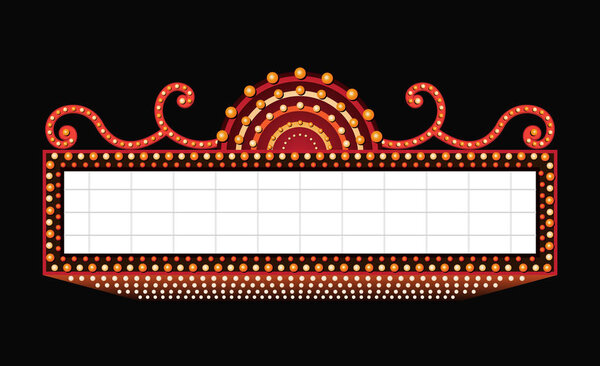 Brightly theater glowing retro cinema neon sign