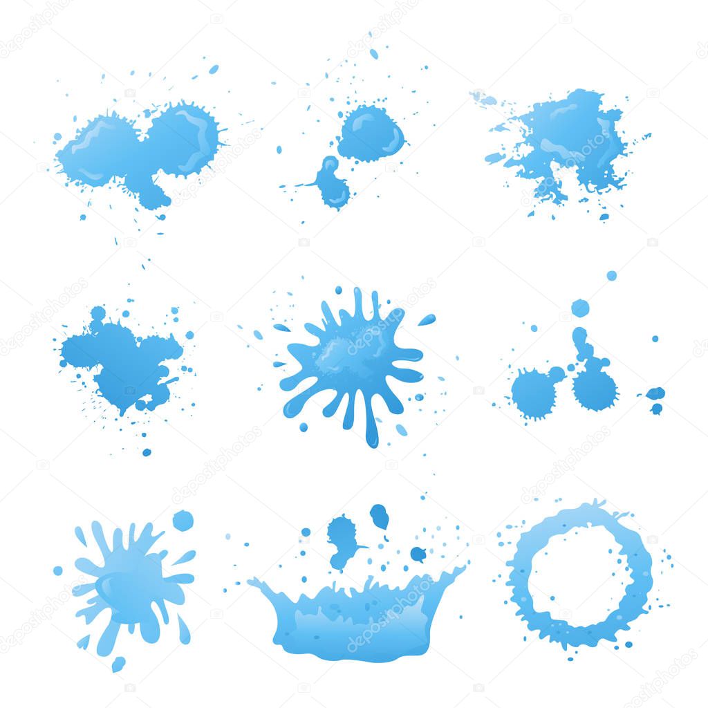 Water splats vector set isolated on white background