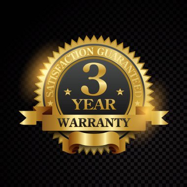 Siyah zemin üzerine altın Etiketler vektör bir yıl garanti memnuniyet garantisi