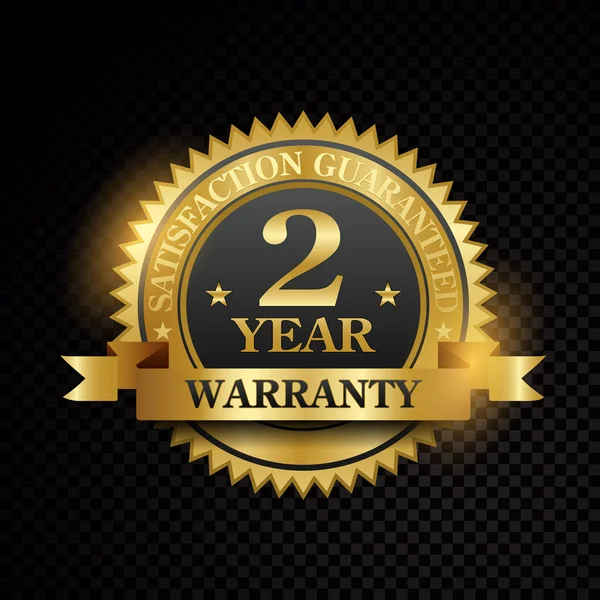 Vector one year warranty satisfaction guaranteed golden labels on black background — Stock Vector