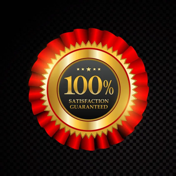 Vector 100 percent satisfaction guaranteed golden labels on black background — Stock Vector