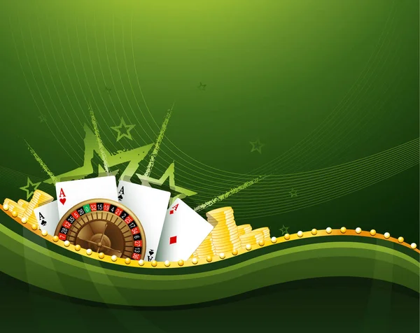 Casino gambling green background elements — Stock Vector