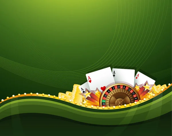 緑の背景の要素をギャンブルのカジノ — ストックベクタ