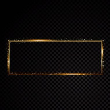 Vektör dikdörtgen çerçeve. Parlayan afiş. Siyah şeffaf arka plan üzerinde izole. Vektör çizim