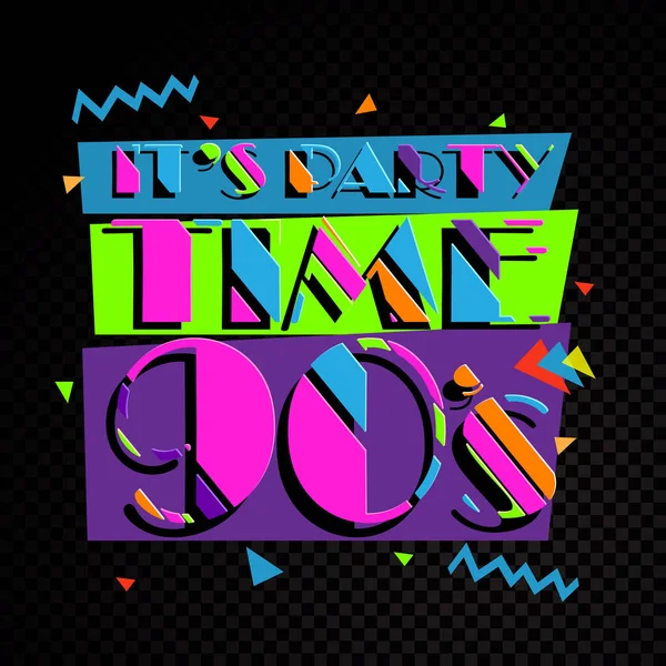 Party time A gravadora de estilo dos anos 90. Ilustração vetorial . — Vetor de Stock