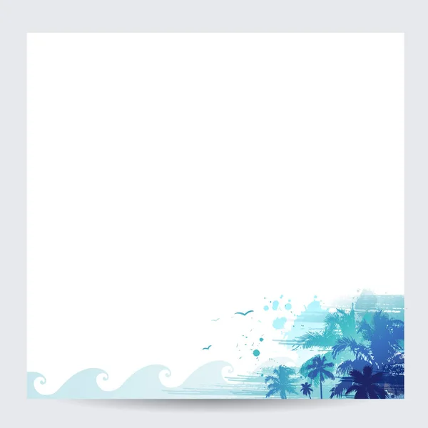 Desenho de palmeira azul Fundo tropical de verão —  Vetores de Stock