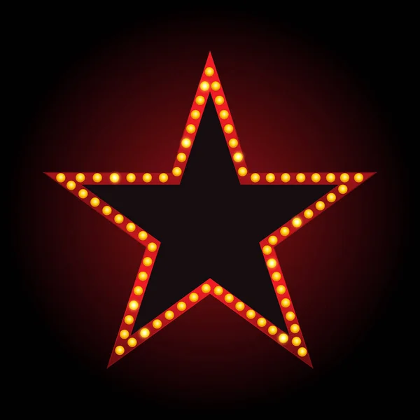 Signo de neón de cine retro brillante estrella de teatro vectorial brillante — Vector de stock