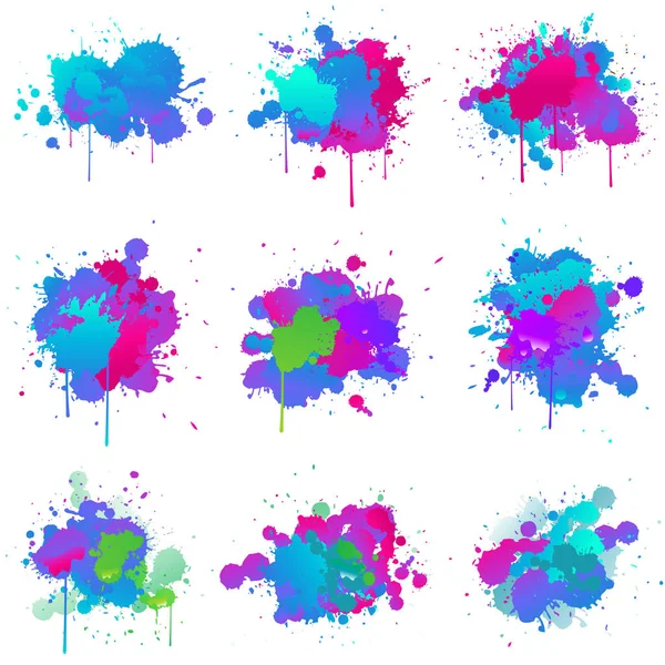 Pintura salpicadura colores fluo — Vector de stock