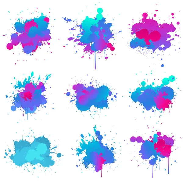 Pintura salpicadura colores fluo — Vector de stock