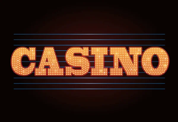 Hell Casino leuchtende Retro-Casino-Buchstaben Neon-Reklame — Stockvektor