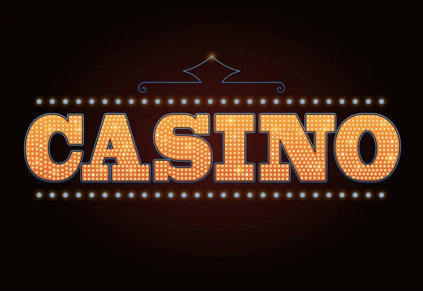 Brightly casino glowing retro casino letters neon sign — Stock Vector