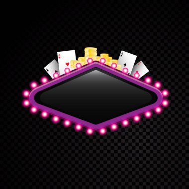 Parlak vektör tiyatro parlayan retro casino neon işareti
