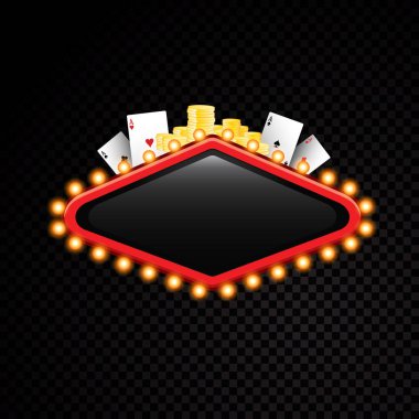 Parlak vektör tiyatro parlayan retro casino neon işareti
