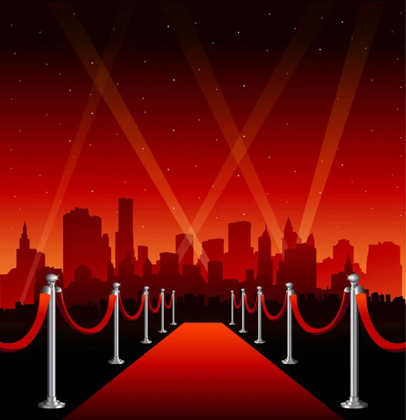 Rode loper Hollywood grote stad evenement achtergrond — Stockvector