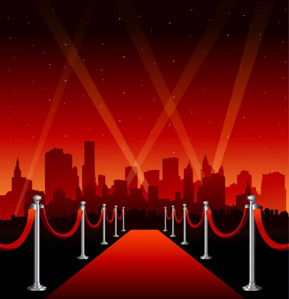 Alfombra roja hollywood gran ciudad evento fondo — Vector de stock