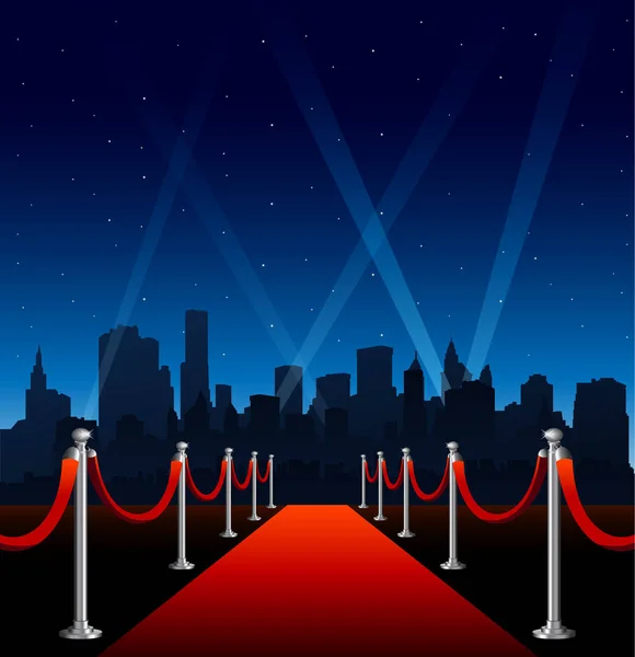 Red carpet hollywood big city event background — Stock Vector