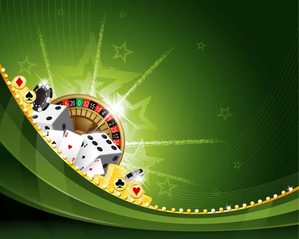 Green vector waving casino background design — Stock Vector