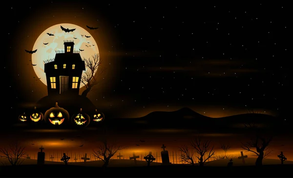 Vector Halloween achtergrond met Haunted House Mansion — Stockvector