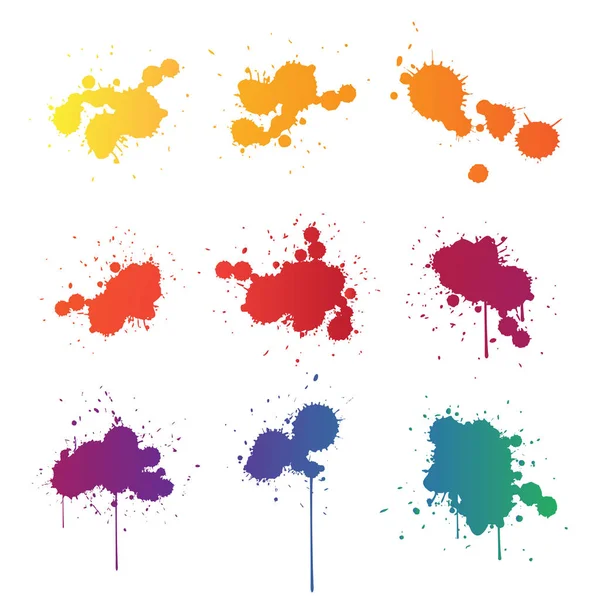 Ink paint splats splash on white background — Stock Vector