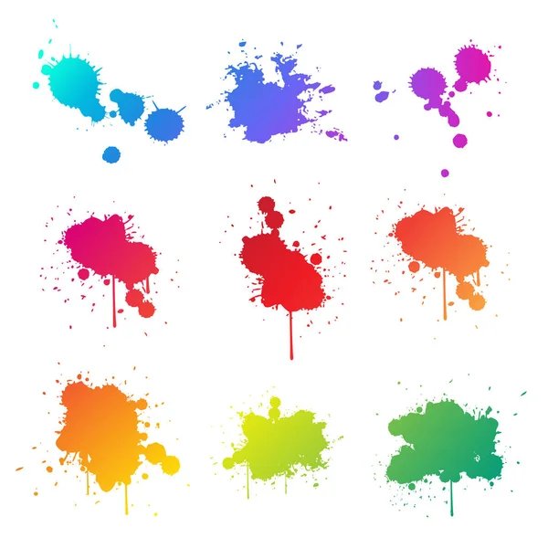 Ink paint splats splash on white background — Stock Vector