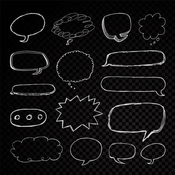 Tekstballonnen doodles in zwarte schoolbord — Stockvector