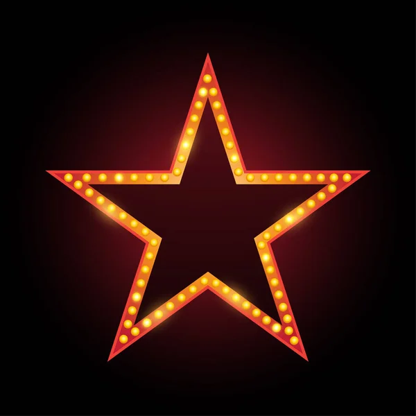 Gwiazda neon znak na baner tekstowy — Wektor stockowy