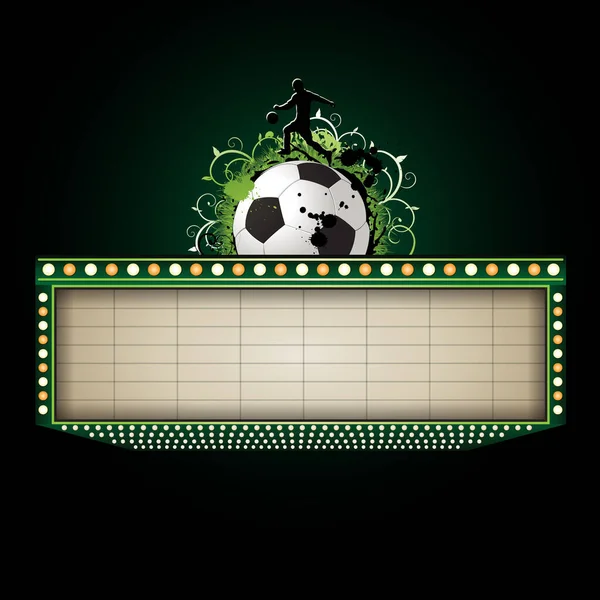 Σήμα νέον ποδοσφαίρου για το banner κειμένου — Διανυσματικό Αρχείο