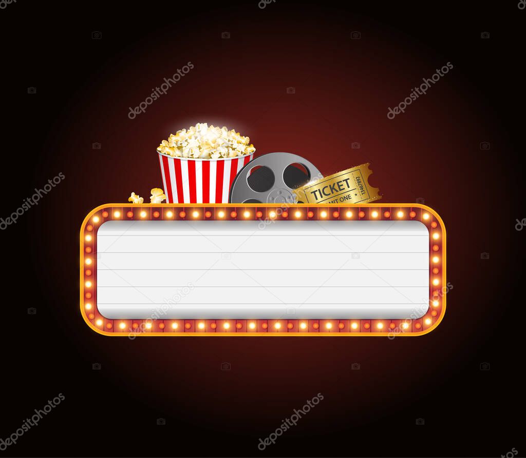 Movie theater vector banner sign