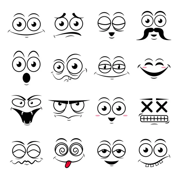 Conjunto de emoticons sorrisos felizes bonitos, ilustração vetorial — Vetor de Stock