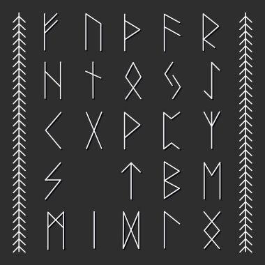 Eski İskandinav İskandinav runes ayarlayın. Runik alfabesi, yazıda.