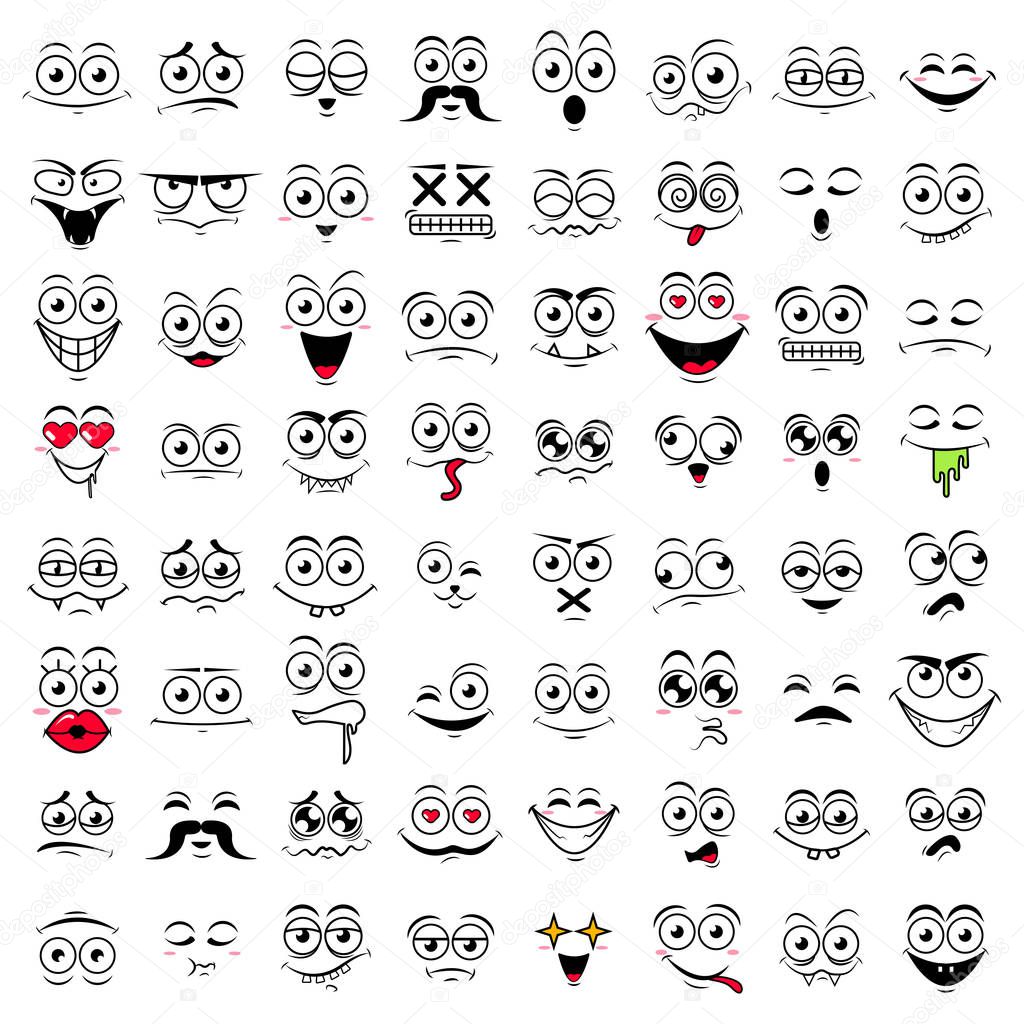 Set of cute happy smiley emotions,vector illustration