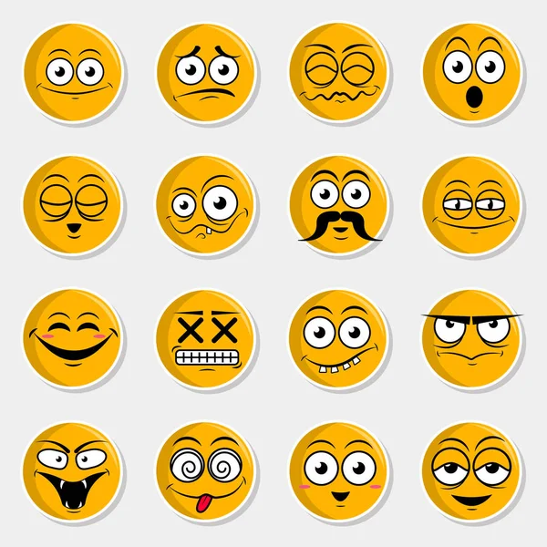 Feliz Símbolo Amarelo Emoções Ícones Vetor Ilustração — Vetor de Stock