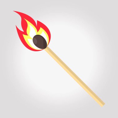 Ateş açıldı, kibriti. Düz tasarım stili.