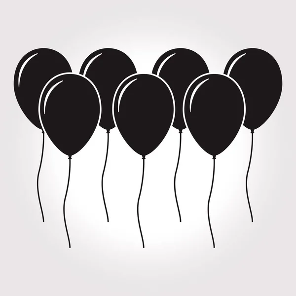 Set of flat design round vector kids black balloons. — Stock Vector