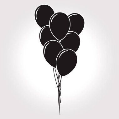 Düz tasarım siyah balon yuvarlak vektör çocuklar.