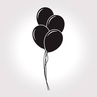 Düz tasarım siyah balon yuvarlak vektör çocuklar.