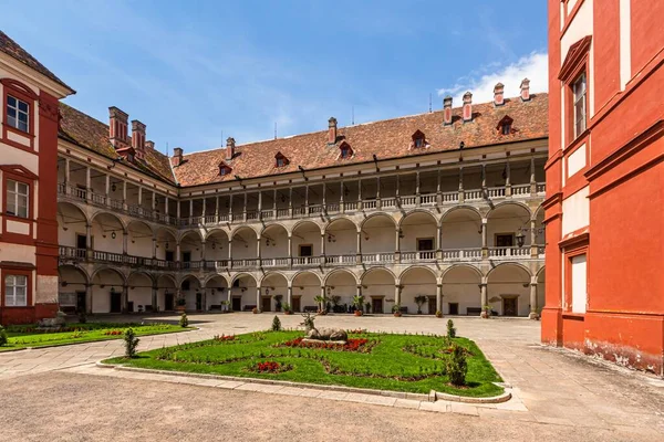 Opocno Czech Republic June 2020 View Castle Courtyard Arcades Red — Stock Photo, Image