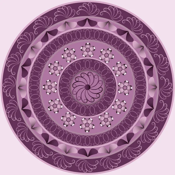 Vector Circular Mandala Patrón Formas Abstractas Flores Decorativas — Archivo Imágenes Vectoriales