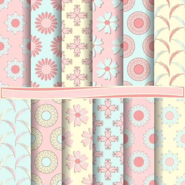 Conjunto Papel Vectorial Abstracto Con Formas Abstractas Flores Decorativas Elementos — Archivo Imágenes Vectoriales