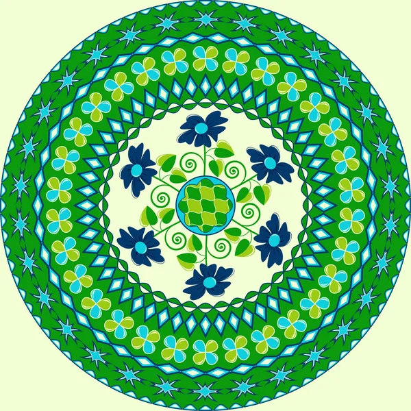 Διάνυσμα Κυκλικό Μοτίβο Αφηρημένες Φόρμες Και Διακοσμητικά Λουλούδια — Διανυσματικό Αρχείο