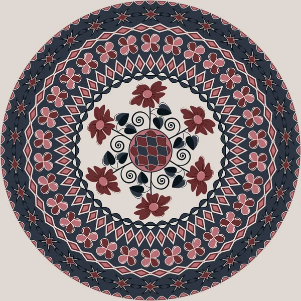 Vector Circular Patrón Formas Abstractas Flores Decorativas — Archivo Imágenes Vectoriales