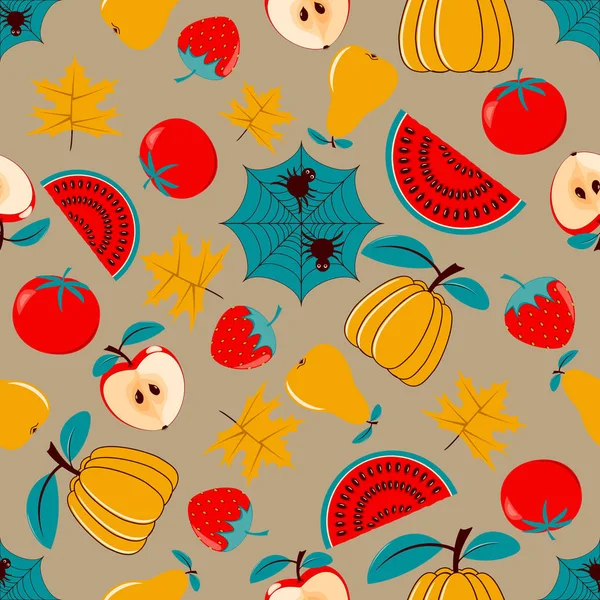 Fondo Ilustración Vectorial Sin Costuras Con Símbolos Otoño — Archivo Imágenes Vectoriales